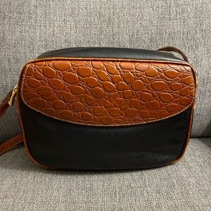 Vintage Architect brown & black leather crossbody bag